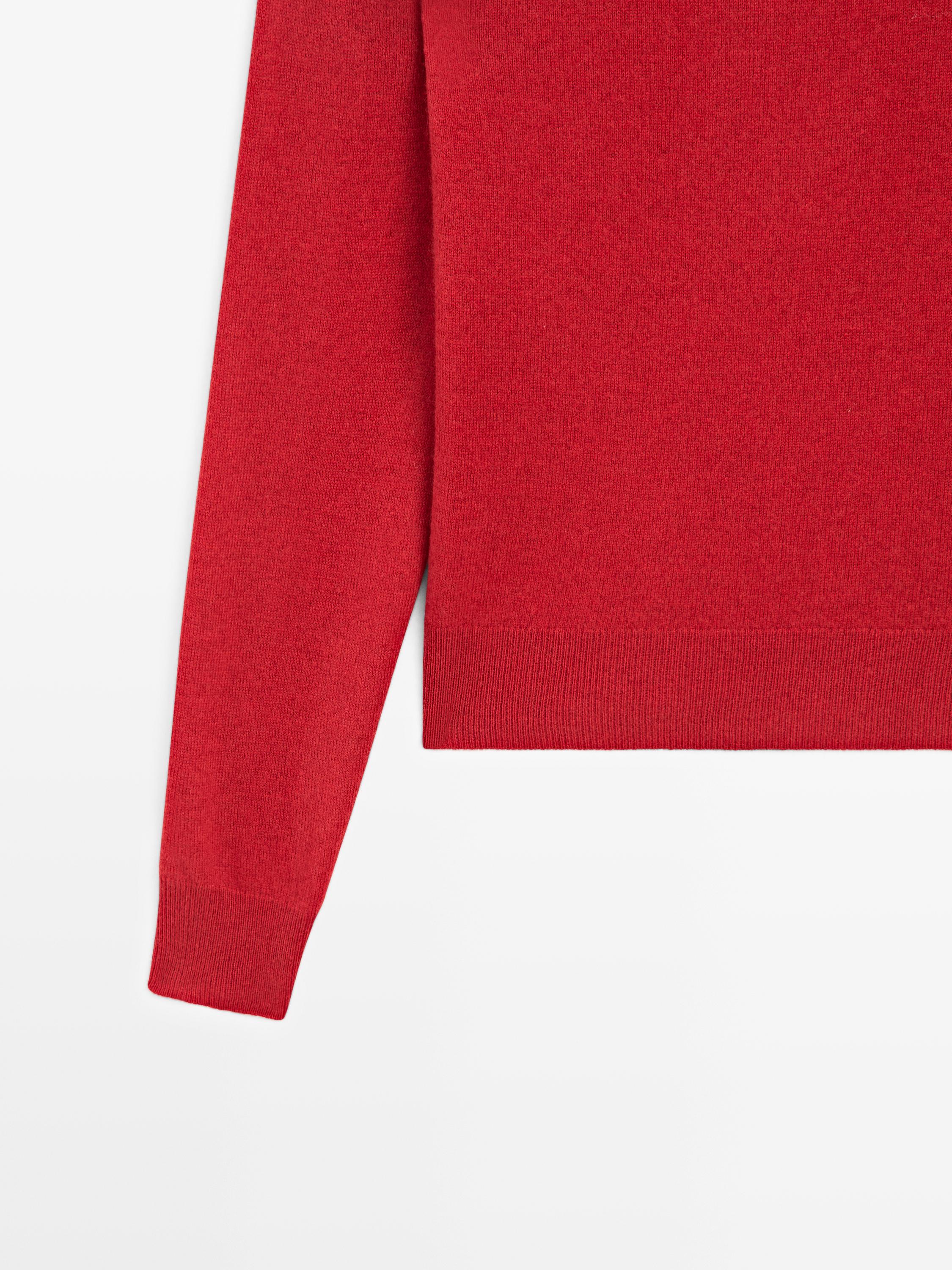 Wool blend crew neck knit sweater